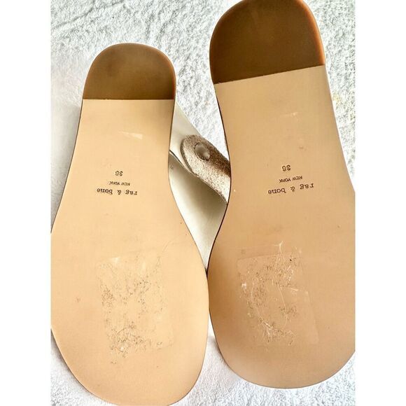 Rag&Bone Luna Suede Leather Sandals Ivory Stucco Slides Mule 36 US 5.5 - Picture 6 of 6